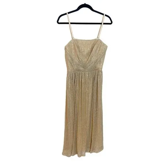 Dress The Population Chiffon Party Dress Metallic Gold Size S NWOT